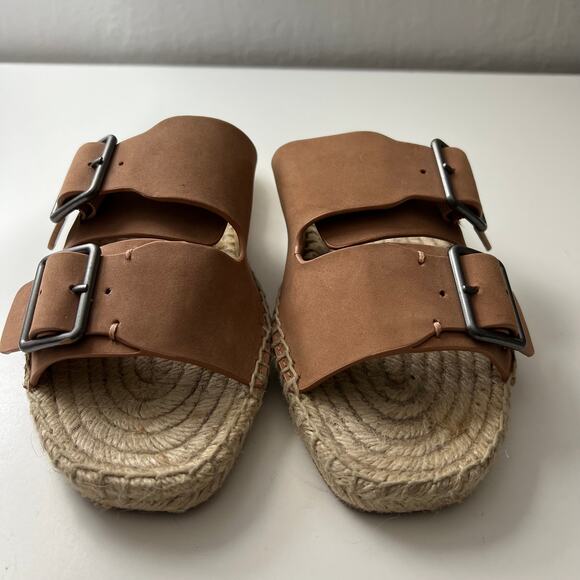 Splendid Blake Buckle Espadrille Leather Slide Sandals Size 6 Coastal Casual - Picture 5 of 10